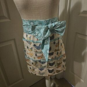 Handmade Chicken Egg Farm Gathering Collecting Half Size Apron With Pockets New